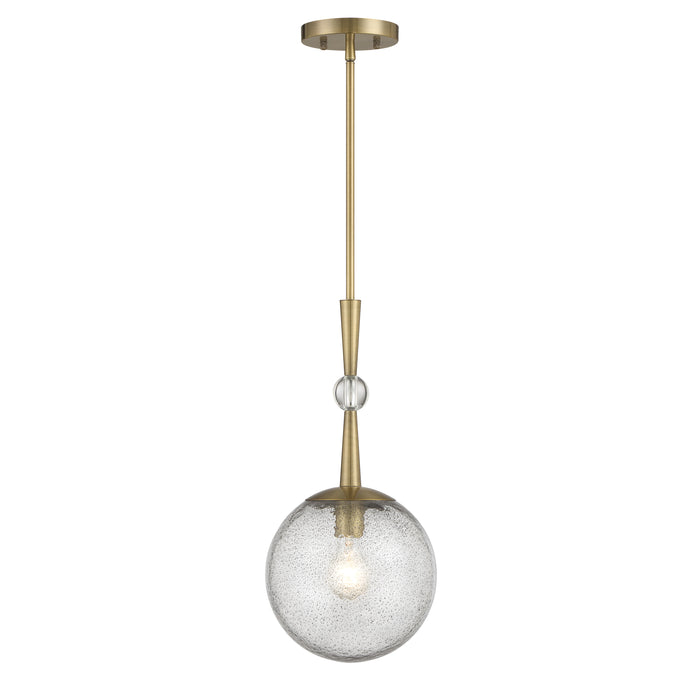 POPULUXE 19" 1 Light Mini Pendant in Oxidized Aged Brass Finish with Clear Volcanic Glass - Minka-Lavery
