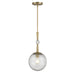 POPULUXE 19" 1 Light Mini Pendant in Oxidized Aged Brass Finish with Clear Volcanic Glass - Minka-Lavery