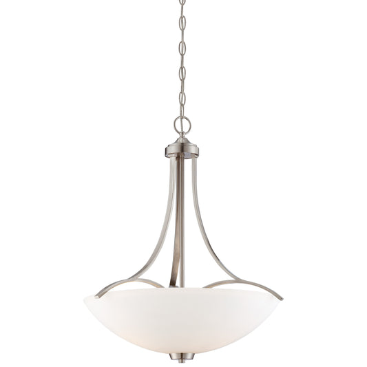 Overland Park 3 Light Pendant in Brushed Nickel Finish with Etched Opal Glass - Minka-Lavery