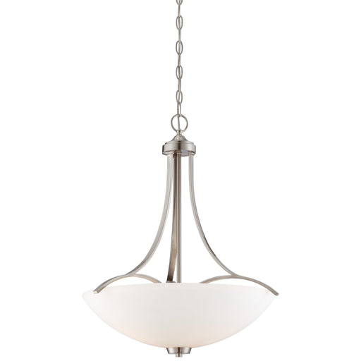 Overland Park 3 Light Pendant in Brushed Nickel Finish with Etched Opal Glass - Minka-Lavery