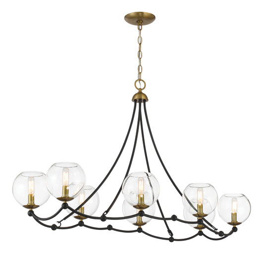 Kearney Park 8 Light Island in Coal and Soft Brass Finish with Clear Glass - Minka-Lavery