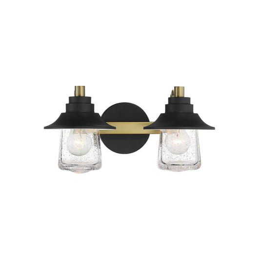 Westfield Manor 2 Light Bath in Sand Coal with Soft Brass Finish and Clear Seedy Glass - Minka-Lavery