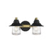 Westfield Manor 2 Light Bath in Sand Coal with Soft Brass Finish and Clear Seedy Glass - Minka-Lavery