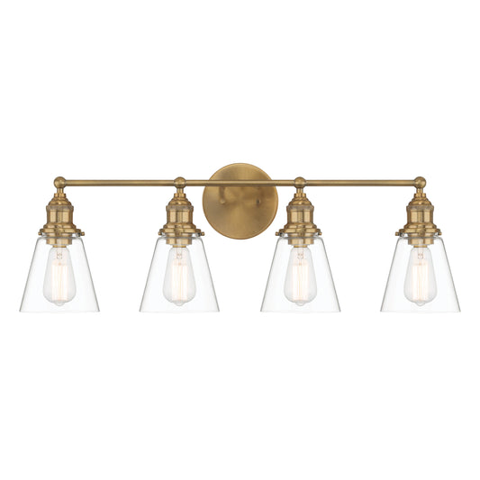 Barwell 4 Light Vanity in Oxidized Aged Brass Finish with Clear Glass - Minka-Lavery