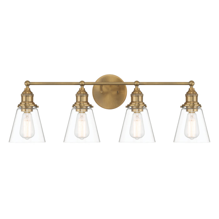 Barwell 4 Light Vanity in Oxidized Aged Brass Finish with Clear Glass - Minka-Lavery