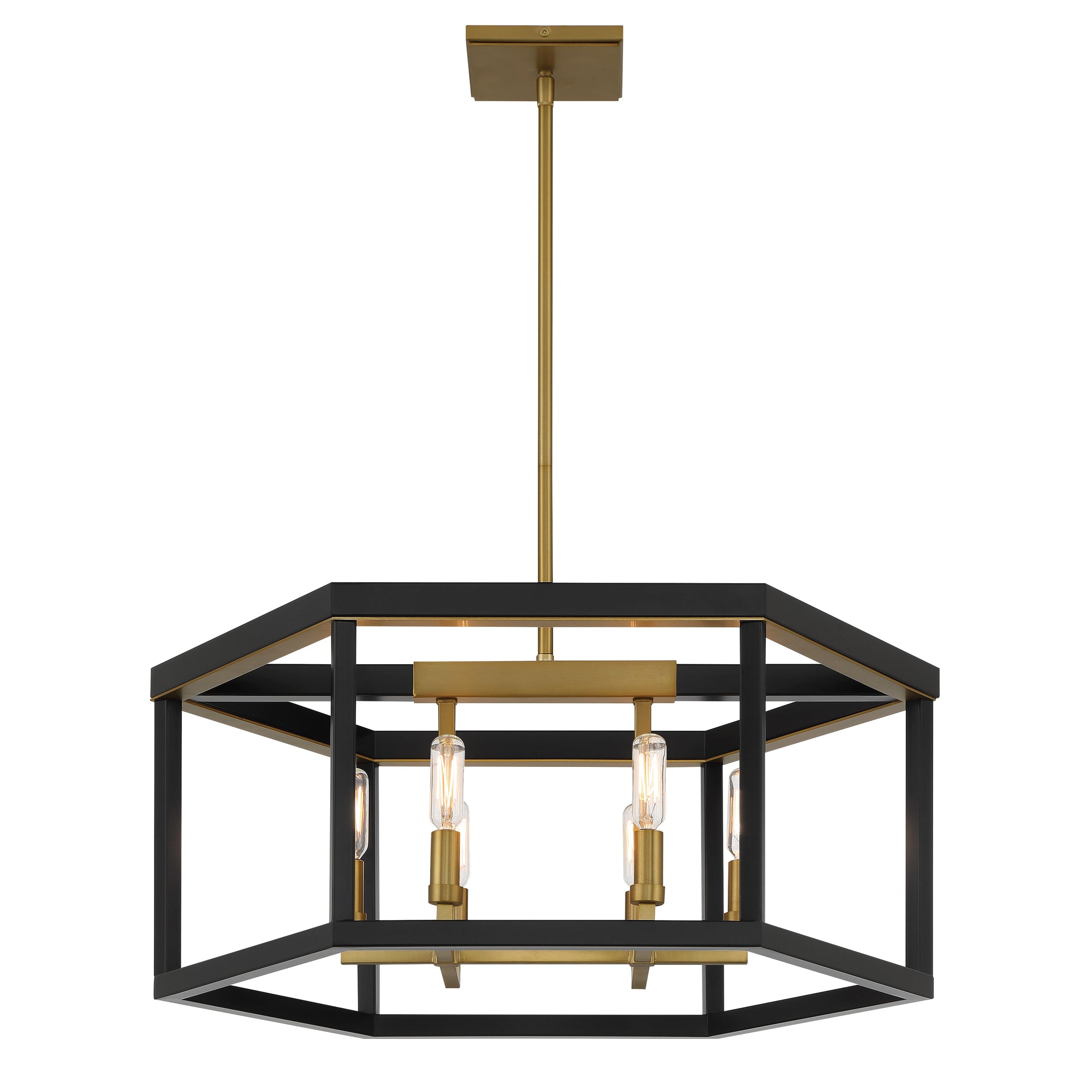 UNION ESTATES 6 Light Pendant in Coal and Soft Brass Finish - Minka-Lavery