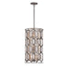 Hexly 9 Light Foyer Pendant in Bronze and Sultry Silver Finish with Clear Crystal and Alabaster Stone Accents - Minka-Lavery