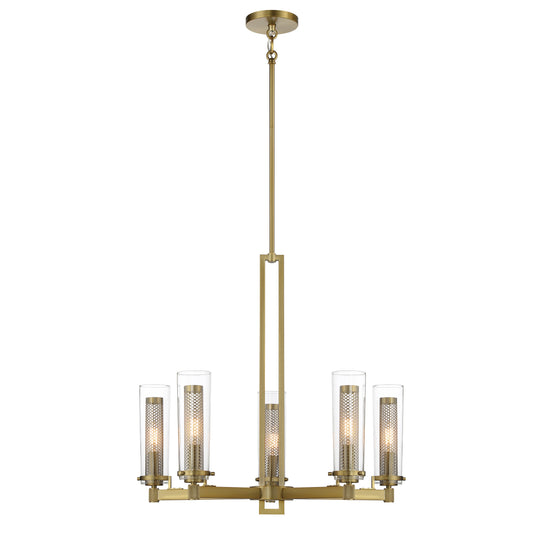 Emmerham 5 Light Chandelier in Soft Brass with Clear Glass Shade - Minka-Lavery