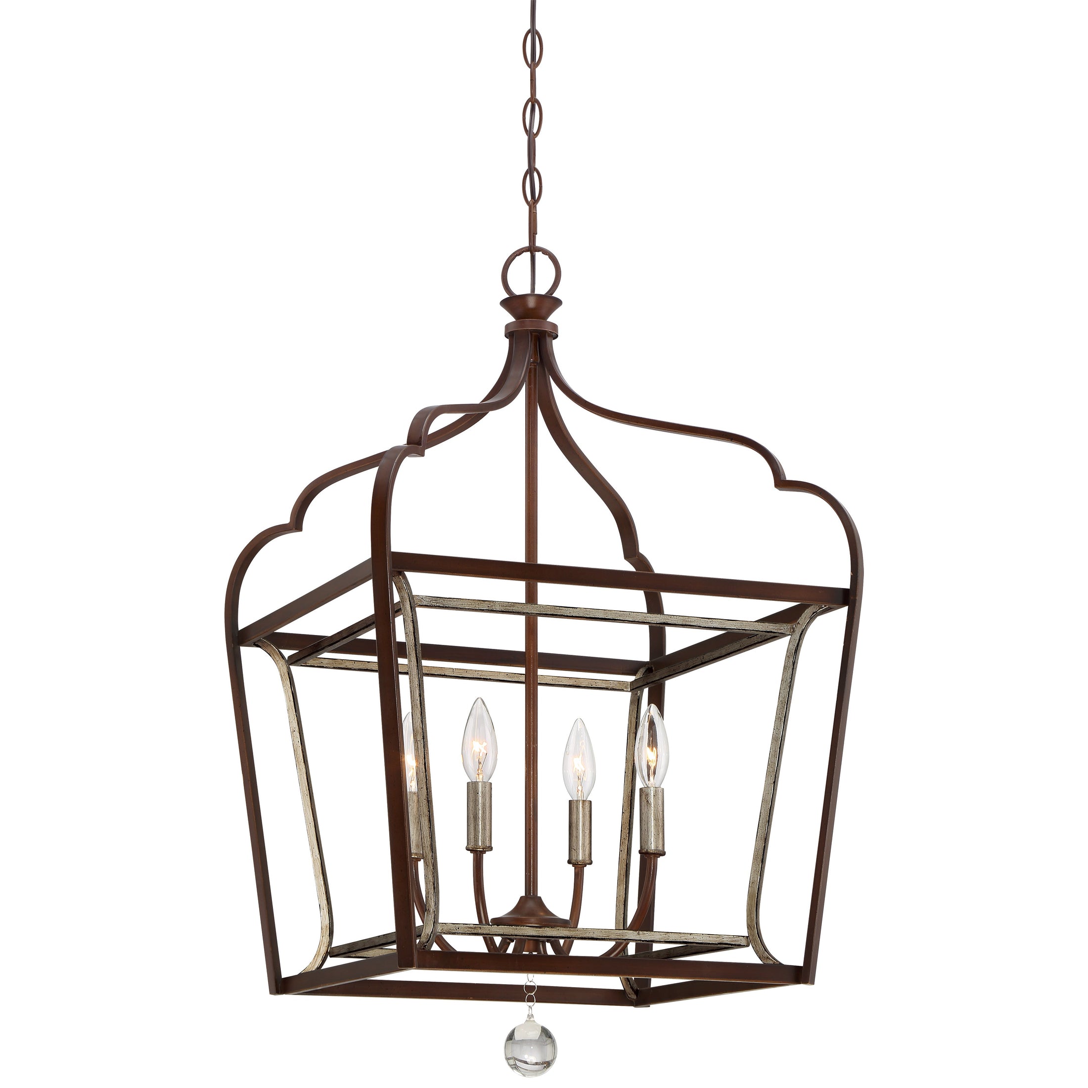 Astrapia Foyer Pendant with Dark Rubbed Sienna and Aged Silver Finish - Minka-Lavery