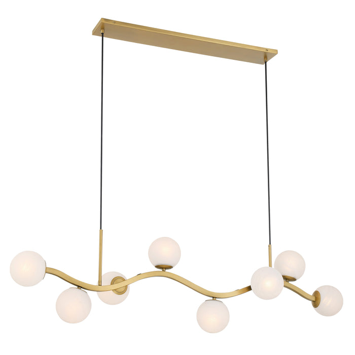 Curven 8-Light Island - Legacy Brass with Etched Alabaster Glass - Minka-Lavery