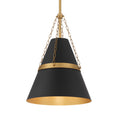 Load image into Gallery viewer, Springfield 1-Light Pendant - Dark Matte Black and Legacy Brass - Minka-Lavery
