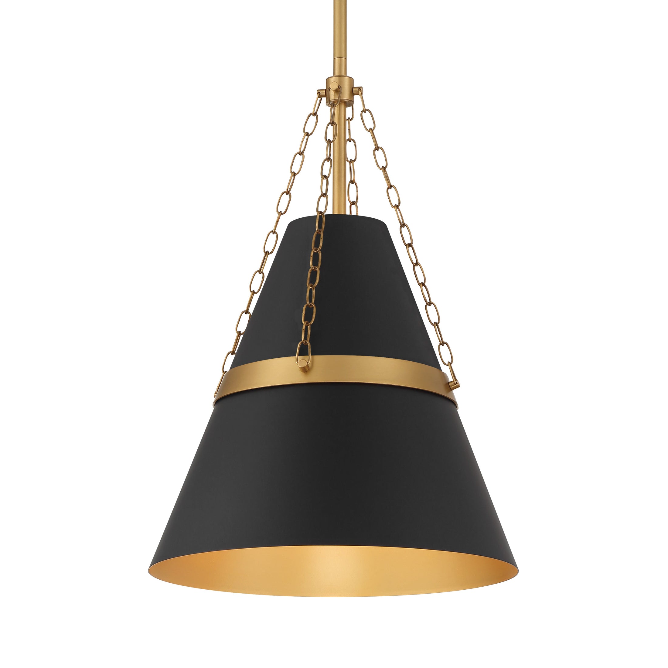 Springfield 1-Light Pendant - Dark Matte Black and Legacy Brass - Minka-Lavery