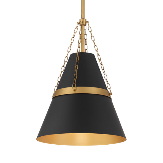 Springfield 1-Light Pendant - Dark Matte Black and Legacy Brass - Minka-Lavery