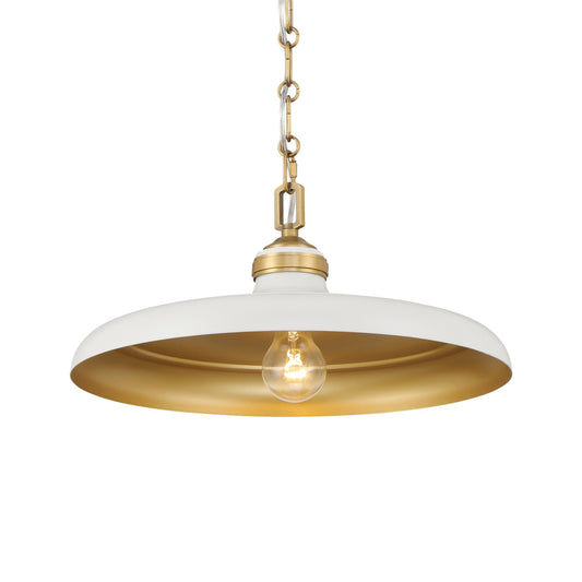 Crowne 1-Light Pendant - Off White Cream and Legacy Brass - Minka-Lavery