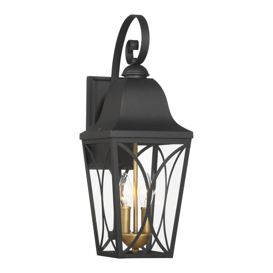 Cardigan 2 Light Outdoor Wall Mount in Sand Coal Black & Olden Brass Finish with Clear Glass - Minka-Lavery