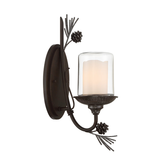 Ponderosa Ridge 1 Light Wall Sconce in Weathered Spruce and Silver Highlights with Clear Glass - Minka-Lavery