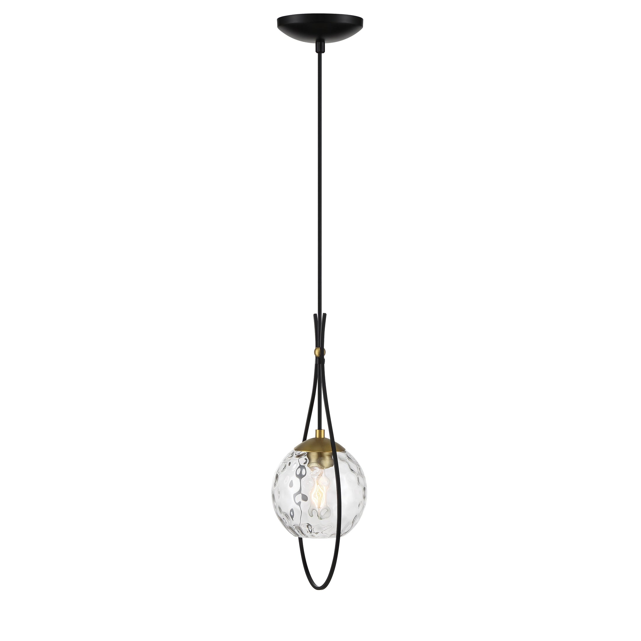 Cody 1 Light Mini Pendant in Coal and Soft Brass Finish with Clear Water Glass - Minka-Lavery