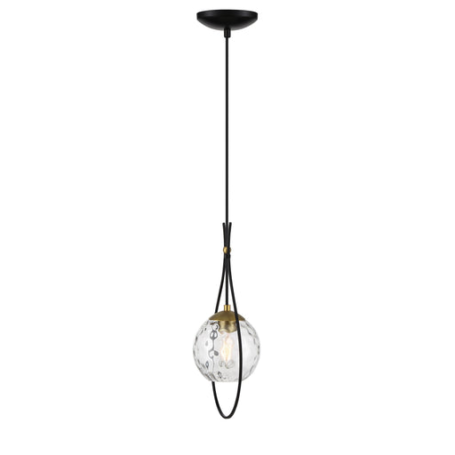 Cody 1 Light Mini Pendant in Coal and Soft Brass Finish with Clear Water Glass - Minka-Lavery