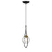 Cody 1 Light Mini Pendant in Coal and Soft Brass Finish with Clear Water Glass - Minka-Lavery