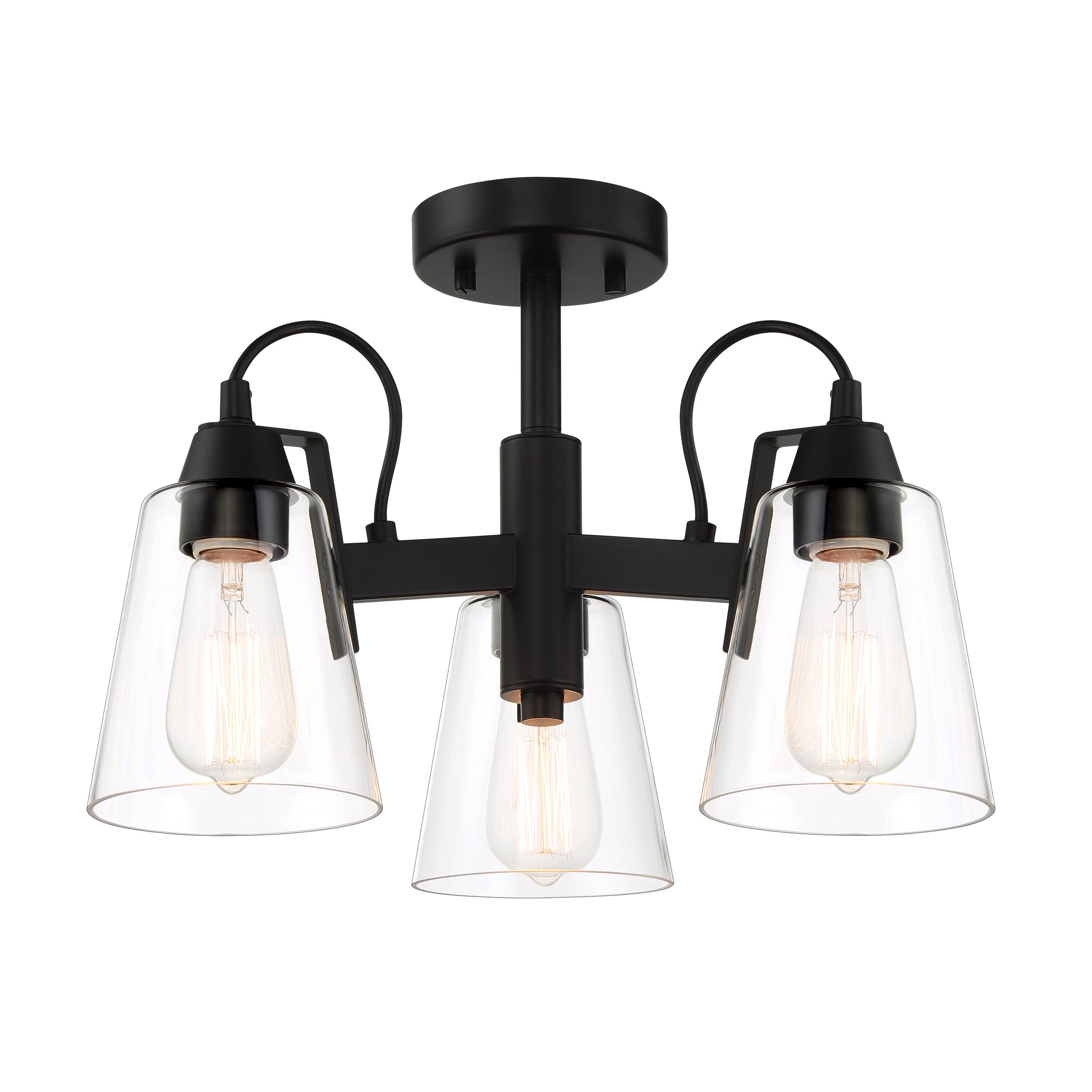 Beckonridge 3 Light Semi Flush in Coal Finish with Clear Glass - Minka-Lavery