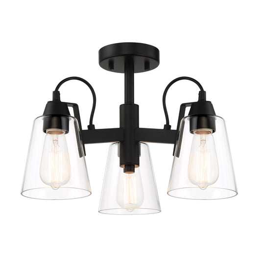 Beckonridge 3 Light Semi Flush in Coal Finish with Clear Glass - Minka-Lavery