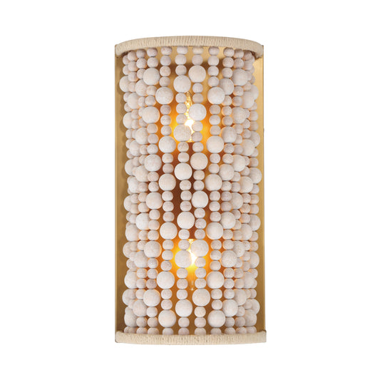 Horsmore 2-Light Wall Sconce - Painted Legacy Brass with Bleached Wooden Beads - Minka-Lavery