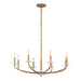 Atella 8 Light Chandelier in Ashen Gold with Hammered Arms and Canopy and Clear Faceted Crystal Accent Bobeche - Minka-Lavery