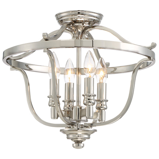 Audrey’s Point 4 Light Semi Flush in Polished Nickel Finish - Minka-Lavery