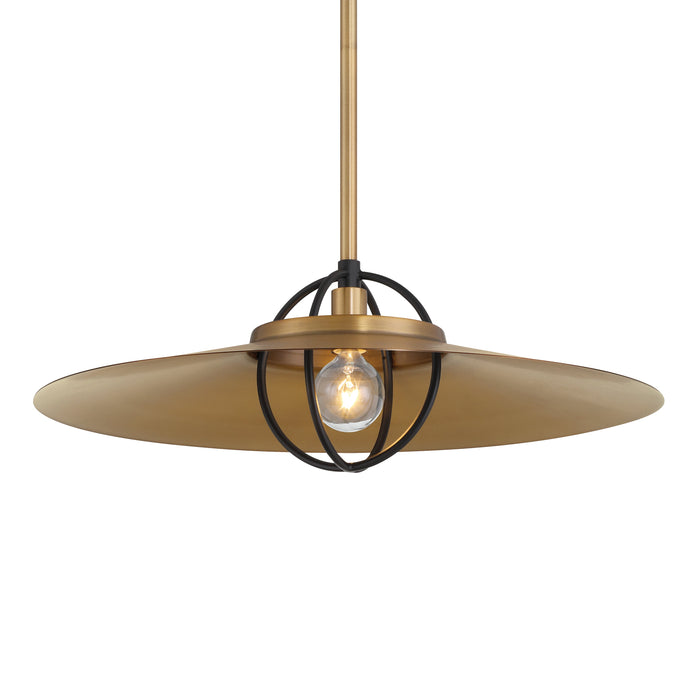 Newburie 1-Light Pendant - Legacy Brass and Matte Black - Minka-Lavery