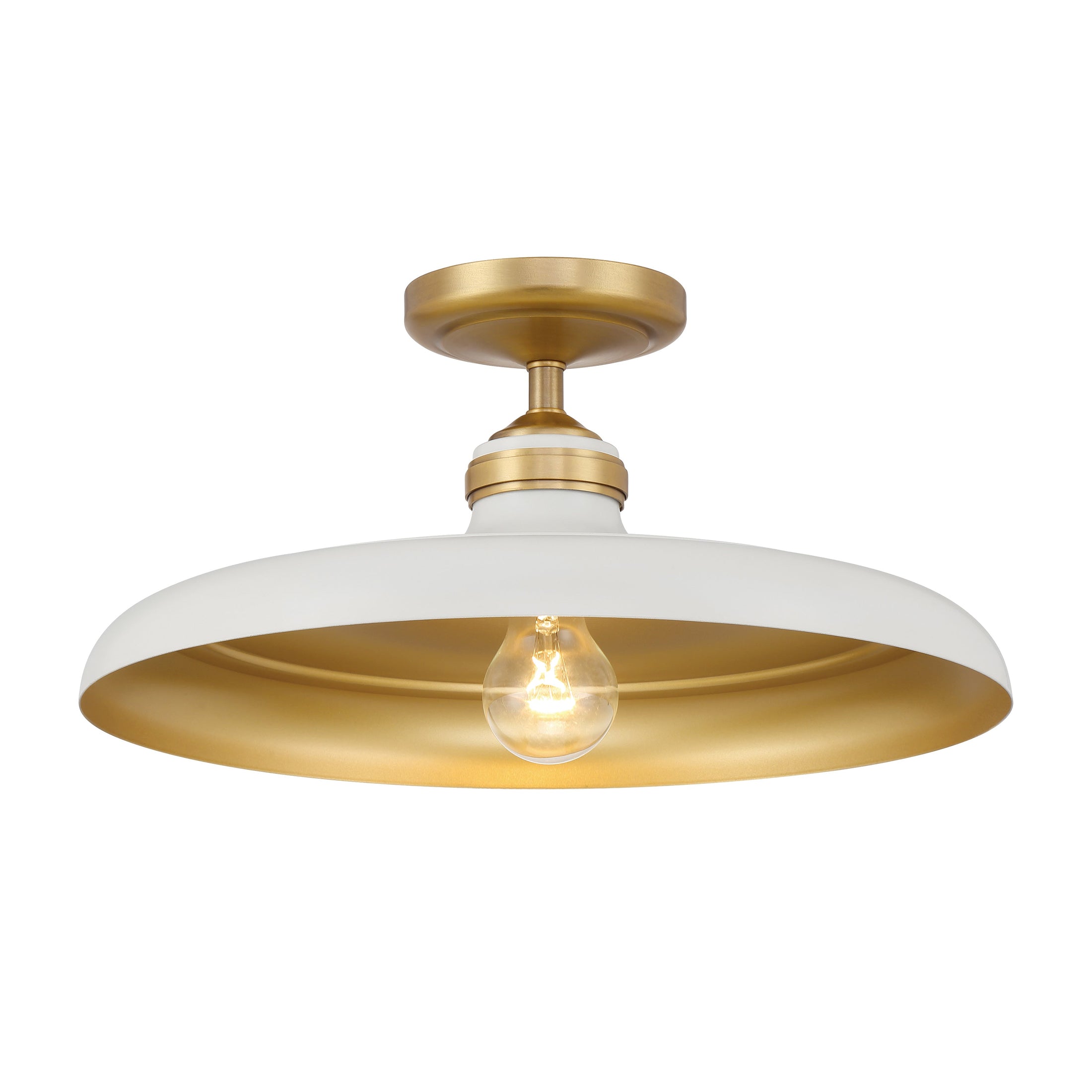 Crowne 1-Light Semi Flush - Off White Cream and Legacy Brass - Minka-Lavery