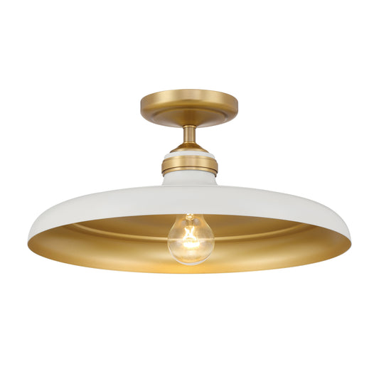 Crowne 1-Light Semi Flush - Off White Cream and Legacy Brass - Minka-Lavery