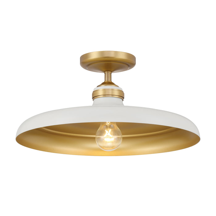 Crowne 1-Light Semi Flush - Off White Cream and Legacy Brass - Minka-Lavery