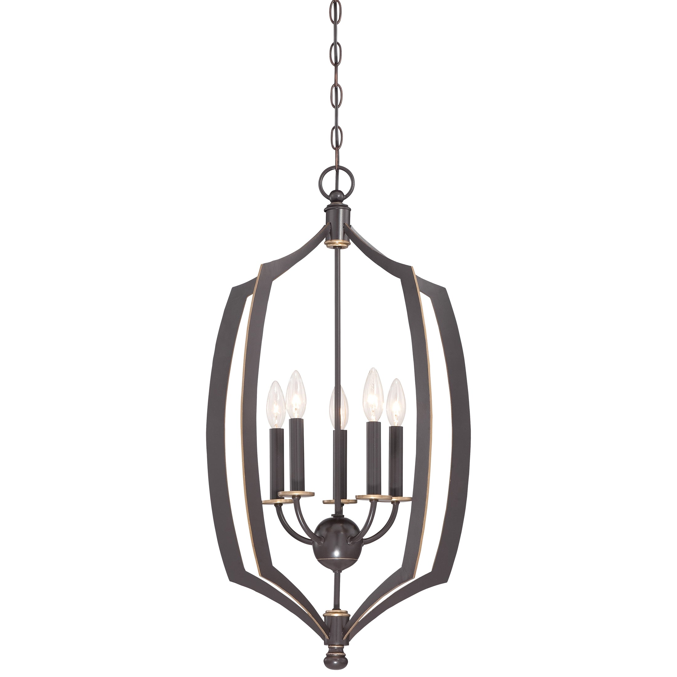 Middletown 5 Light Foyer Pendant in Downton Bronze Finish with Gold Highlights - Minka-Lavery