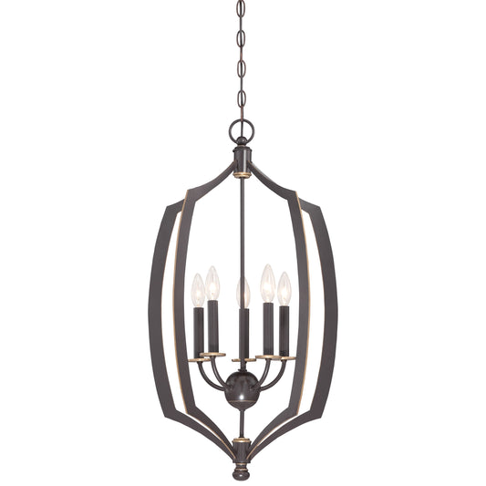 Middletown 5 Light Foyer Pendant in Downton Bronze Finish with Gold Highlights - Minka-Lavery