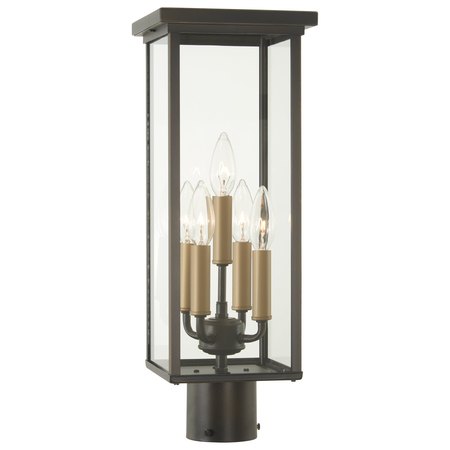 Casway CASWAY - 5 Light Post Mount - Finish: Oil Rubbed Bronze with Gold - Minka-Lavery