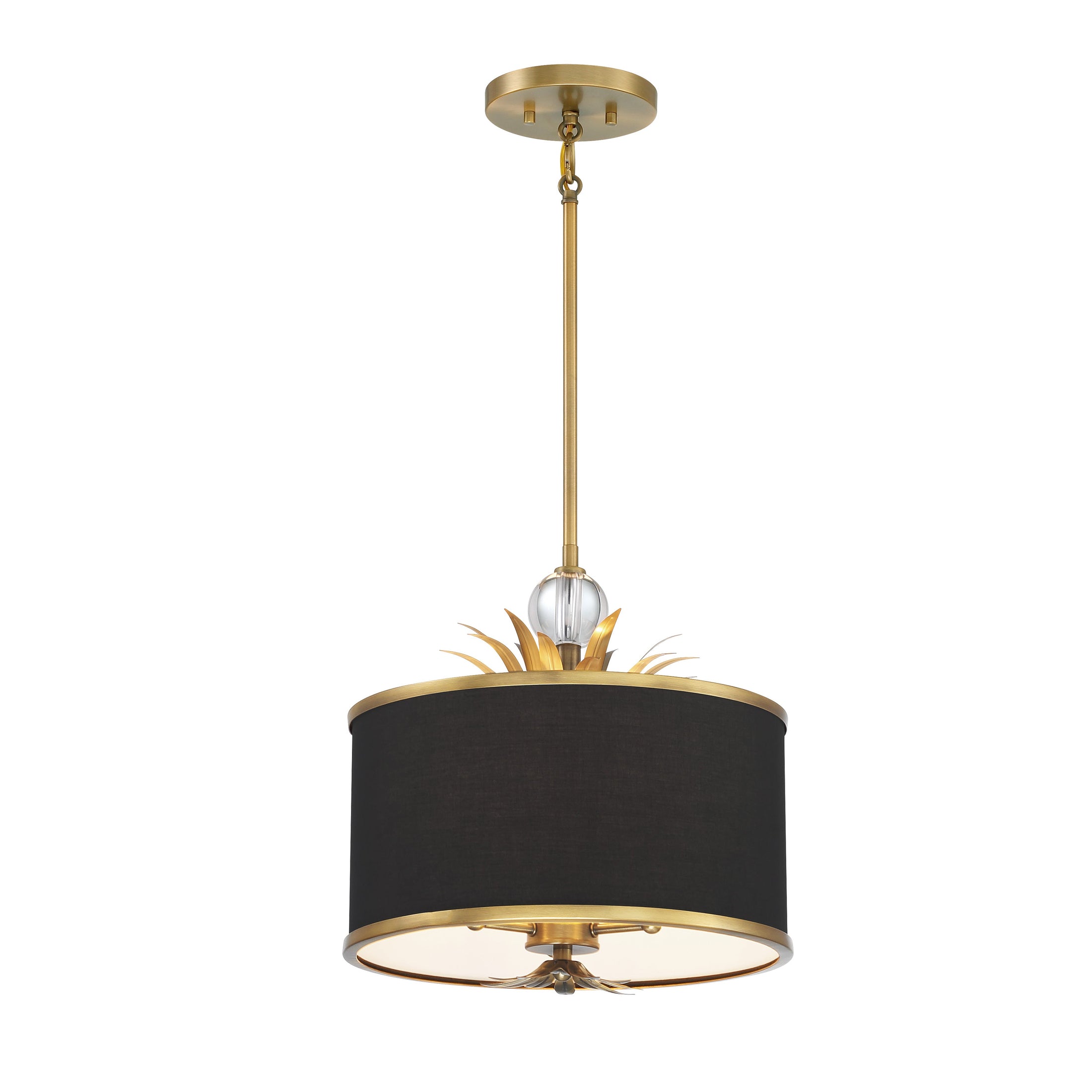 Caprio 3 Light Pendant in Natural Brushed Brass with Fabric Shade - Minka-Lavery