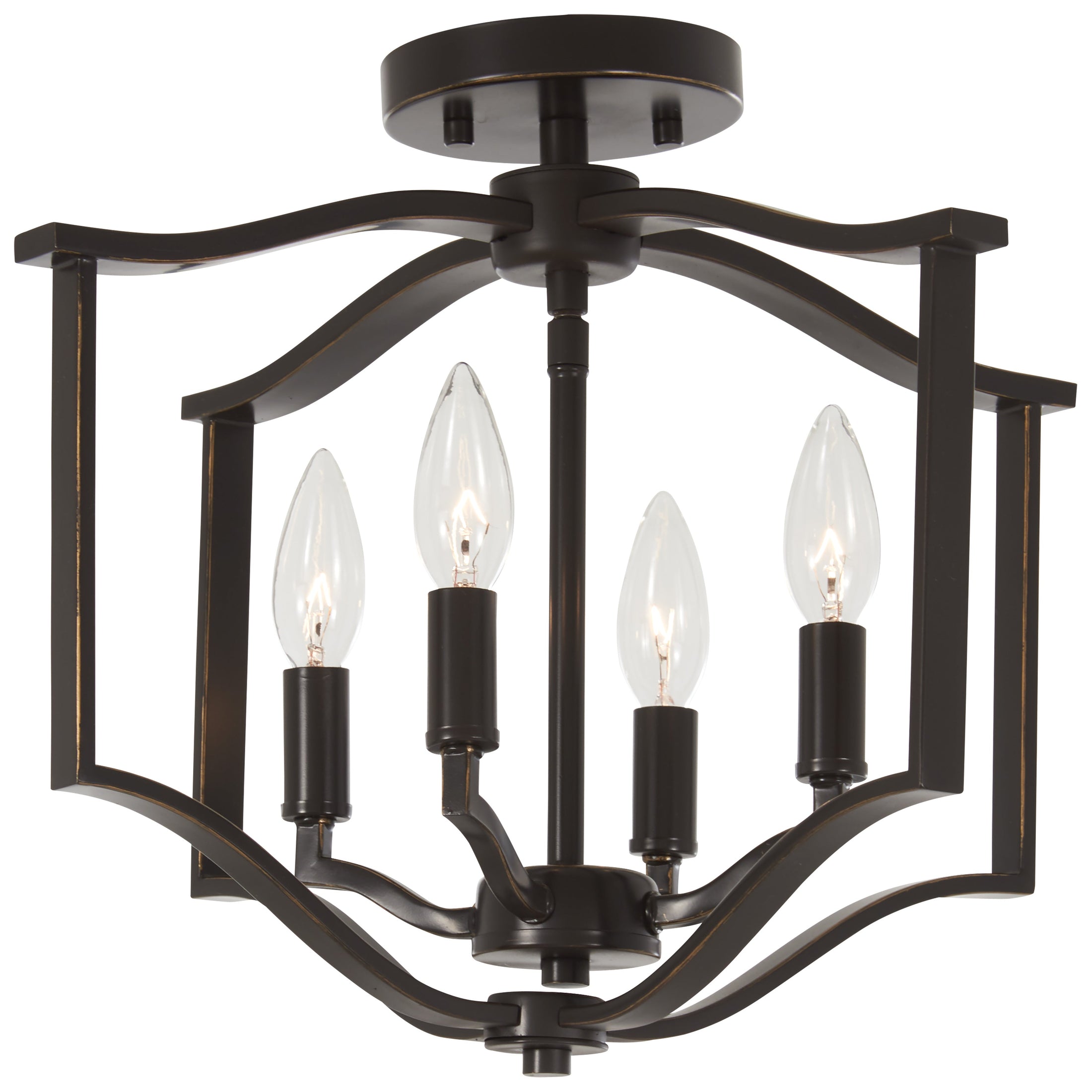 Elyton 4 Light Semi Flush in Downtown Bronze Finish with Gold Highlights - Minka-Lavery