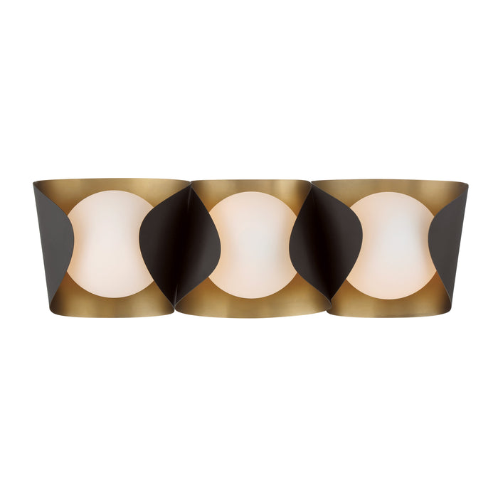 Flare 3-Light Vanity - Dark Bronze and Legacy Brass with Etched Opal Glass - Minka-Lavery