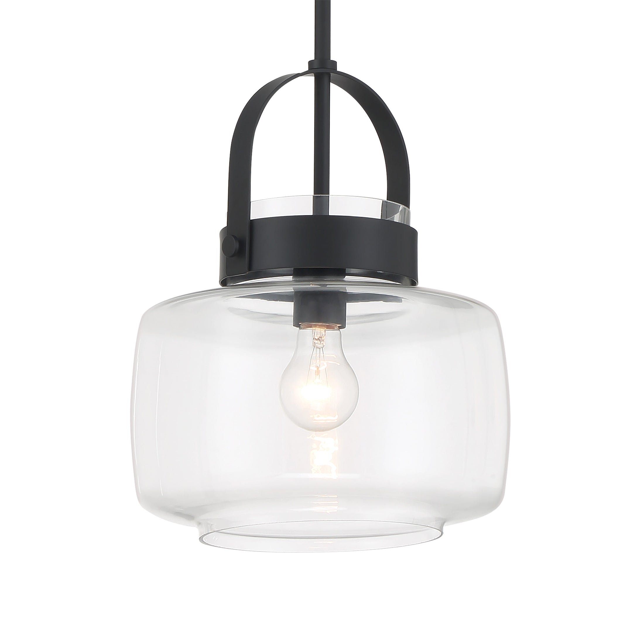 WickGlow 1-Light Pendant - Dark Matte Black with Clear Glass - Minka-Lavery