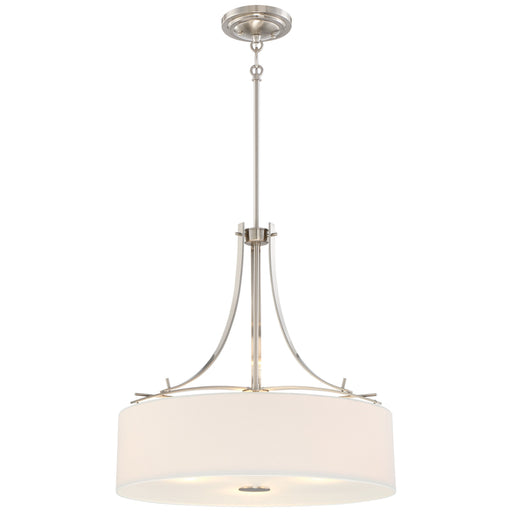 Poleis 3 Light Pendant in Brushed Nickel with White Linen Shade - Minka-Lavery