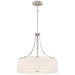 Poleis 3 Light Pendant in Brushed Nickel with White Linen Shade - Minka-Lavery