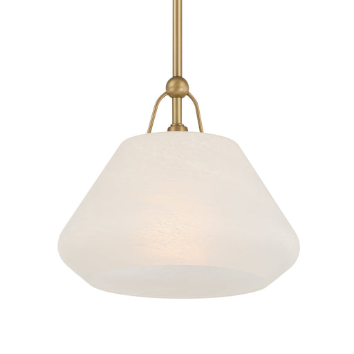 Orion 1-Light Pendant - Legacy Brass with Etched Alabaster Glass - Minka-Lavery