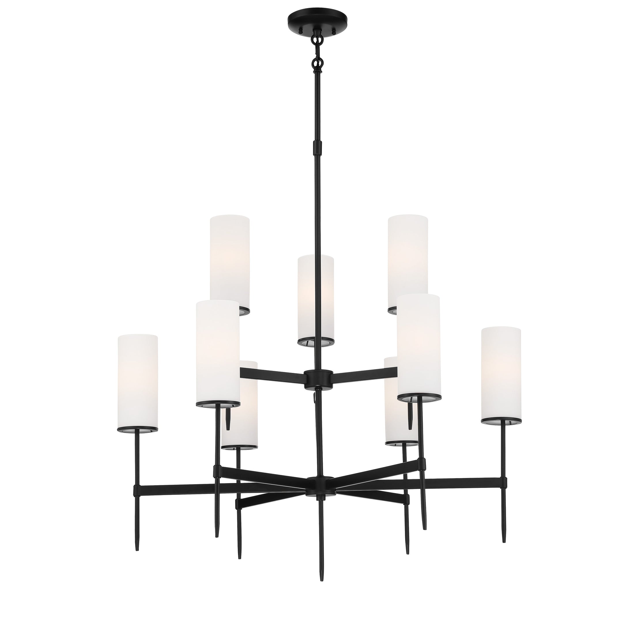 First Avenue 9 Light Chandelier in Coal Finish with Etched White Glass - Minka-Lavery