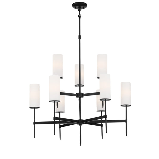 First Avenue 9 Light Chandelier in Coal Finish with Etched White Glass - Minka-Lavery