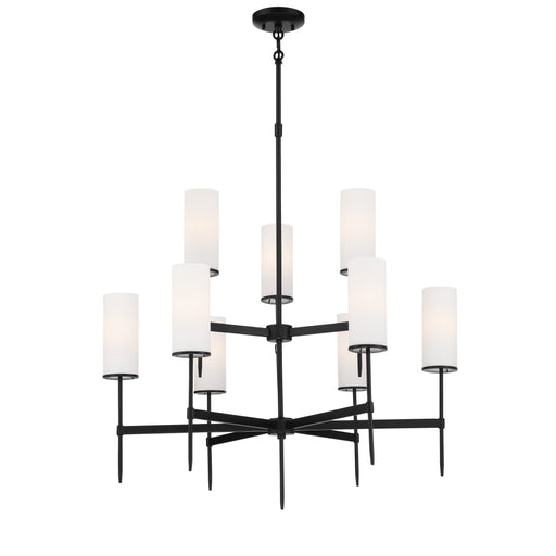 First Avenue 9 Light Chandelier in Coal Finish with Etched White Glass - Minka-Lavery