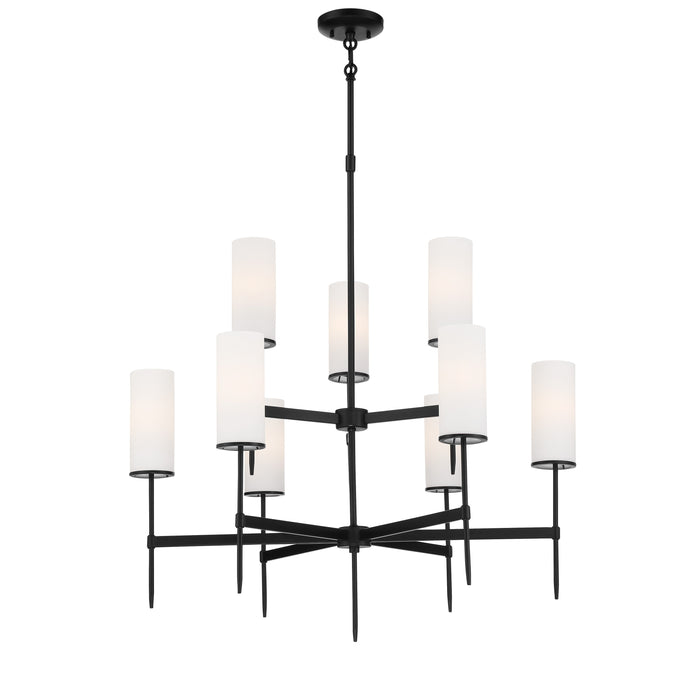 First Avenue 9 Light Chandelier in Coal Finish with Etched White Glass - Minka-Lavery
