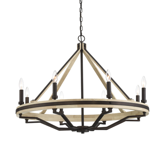 Sonoma 8-Light Chandelier - Dark Bronze and Natural Solid Wood - Minka-Lavery