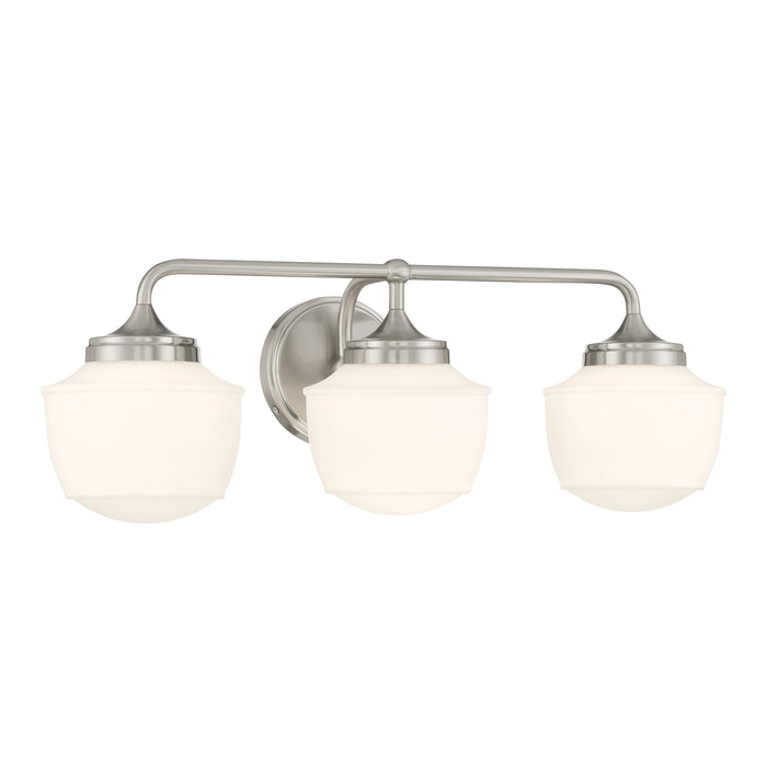 Cornwell 3 Light Bath Vanity in Brushed Nickel, Reversible, with Etched Opal Glass - Minka-Lavery