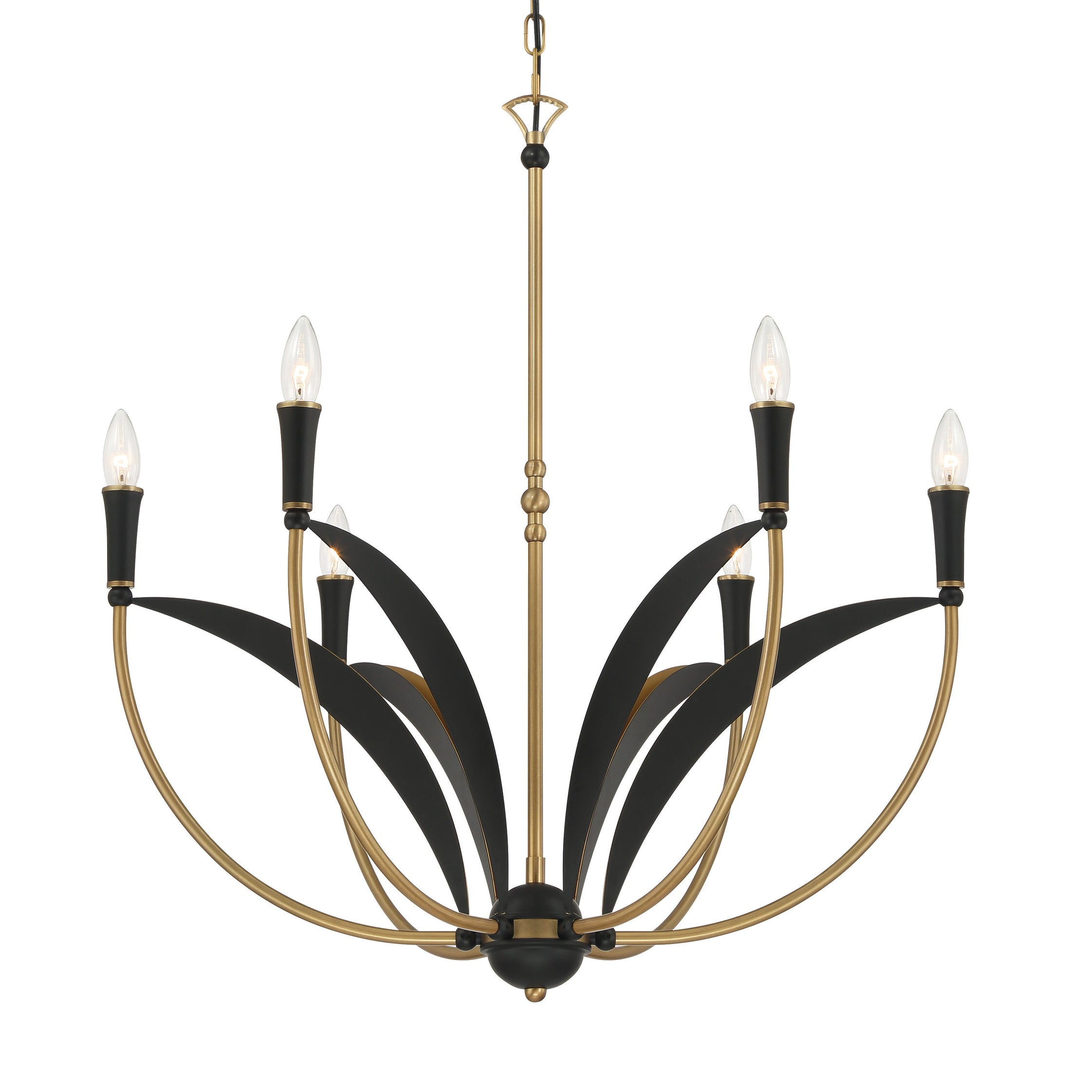 Miller 6-Light Chandelier - Legacy Brass and Sand Coal Black - Minka-Lavery