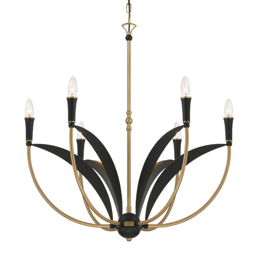 Miller 6-Light Chandelier - Legacy Brass and Sand Coal Black - Minka-Lavery